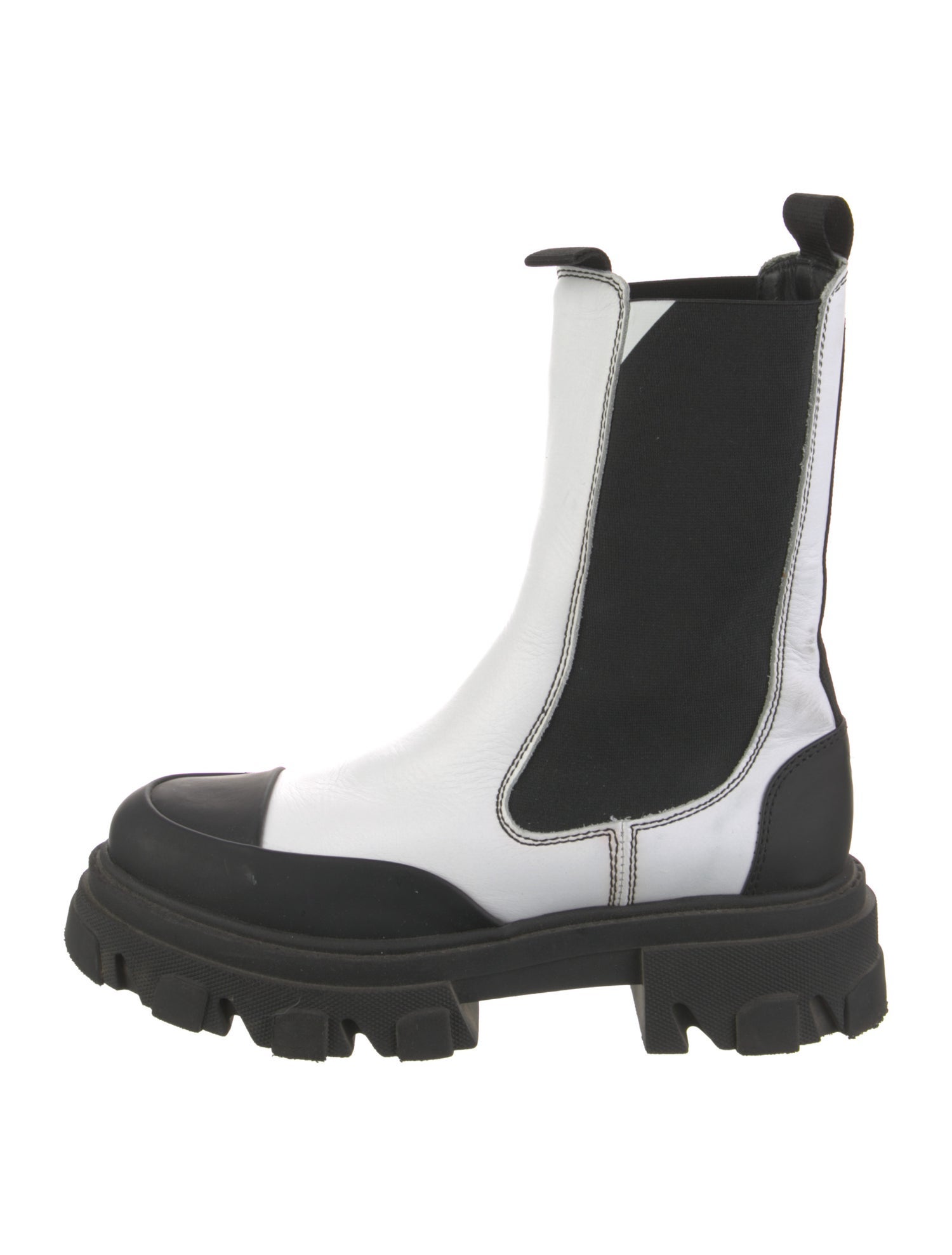 Ganni Leather Colorblock Pattern Chelsea Boots