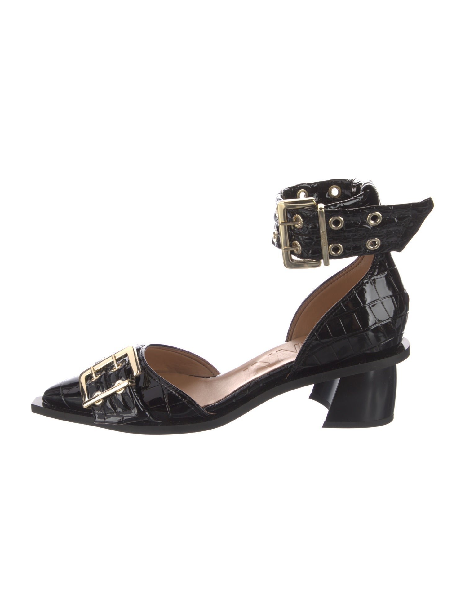 Ganni Leather Colorblock Pattern D'Orsay Pumps