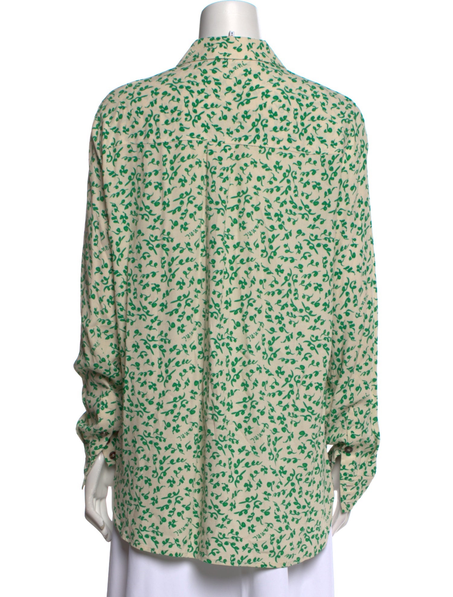 Ganni Printed Long Sleeve Button-Up Top