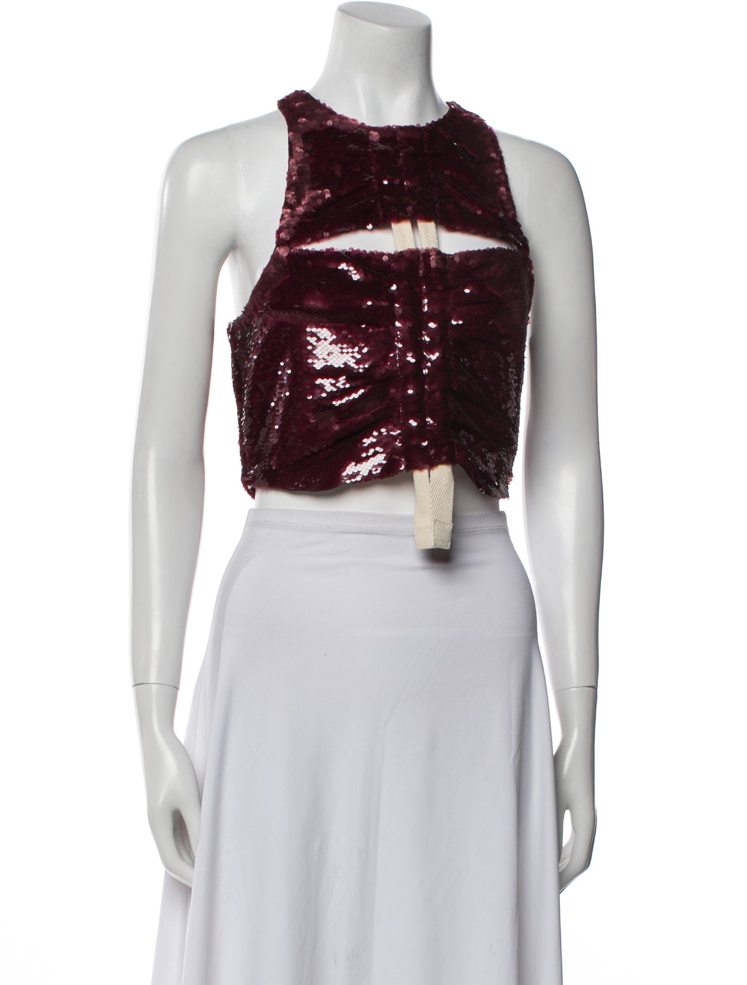 Ganni Crew Neck Sleeveless Crop Top