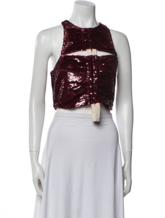 Ganni Crew Neck Sleeveless Crop Top