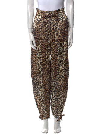 Ganni Animal Print Straight Leg Pants