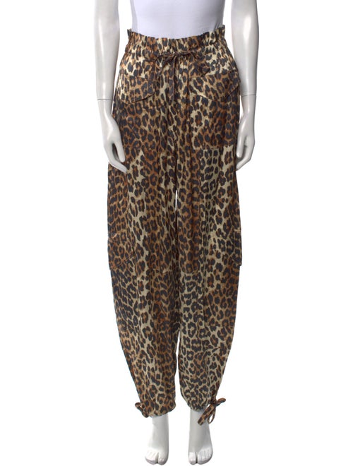 Ganni Animal Print Straight Leg Pants
