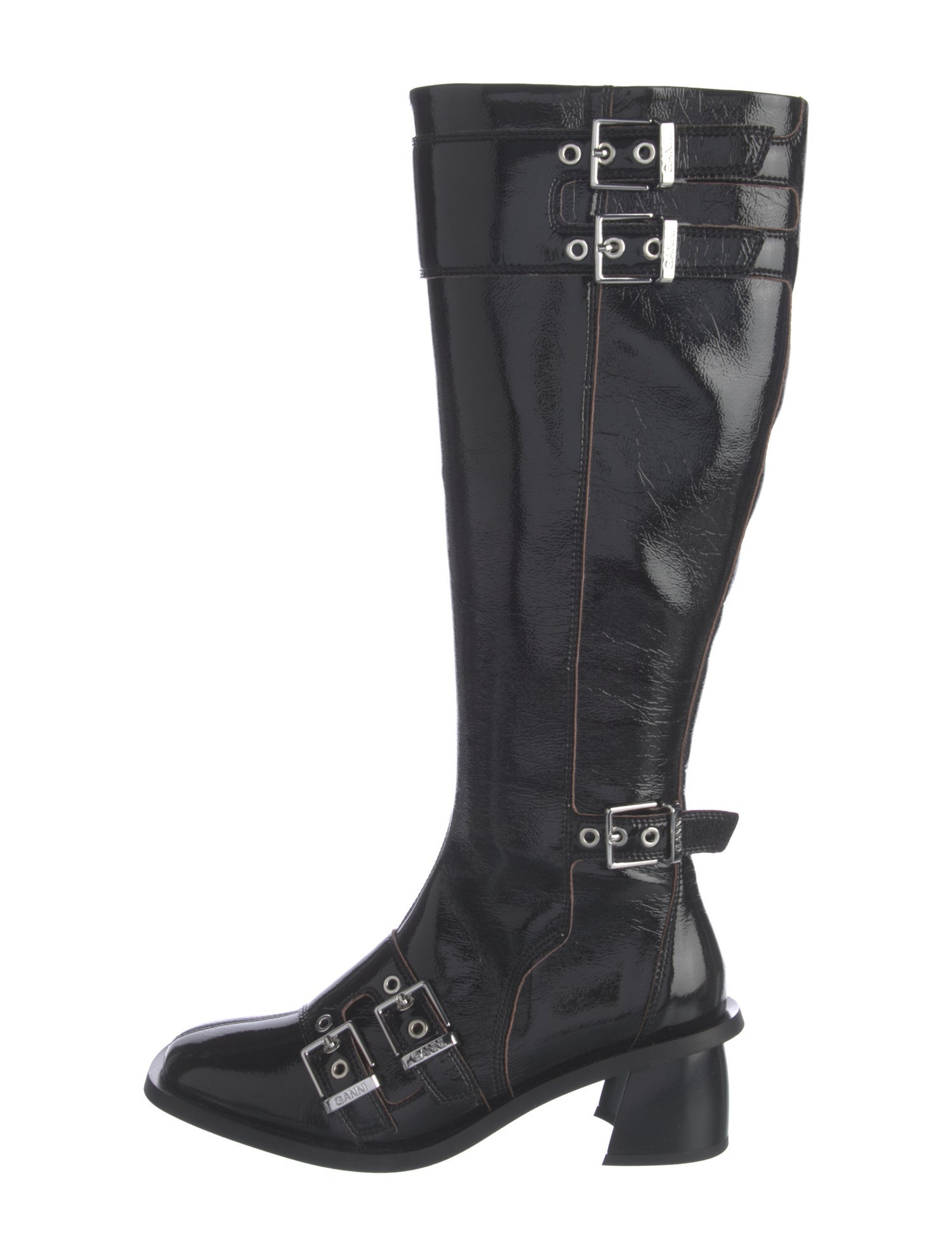 Ganni Patent Leather Riding Boots