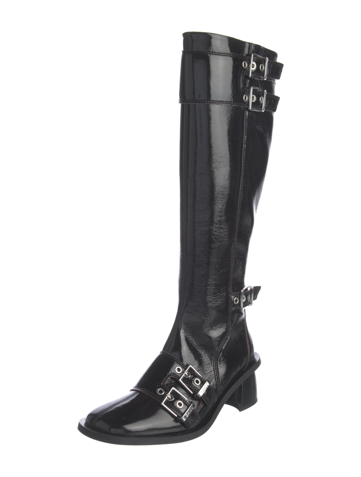 Ganni Patent Leather Riding Boots