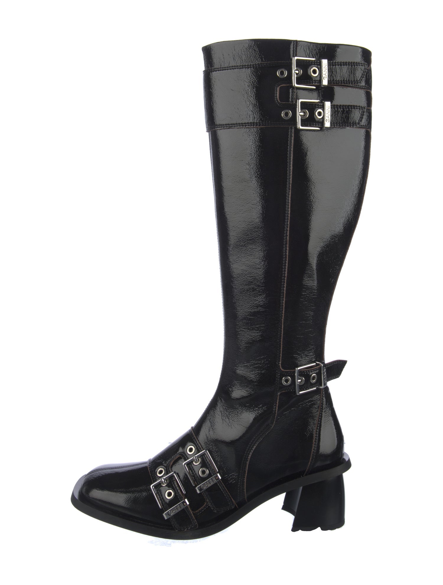 Ganni Patent Leather Riding Boots