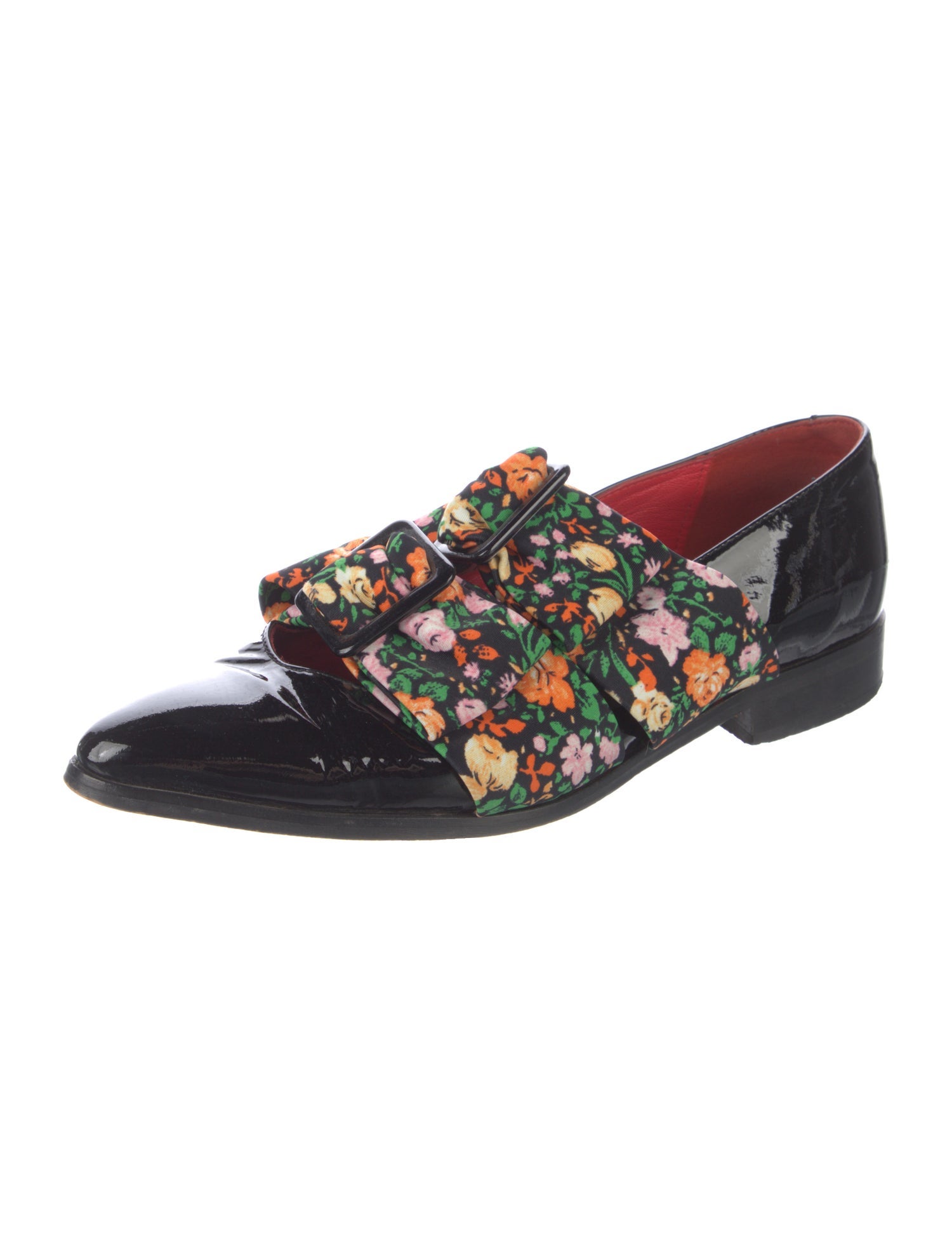 Ganni Patent Leather Printed Oxfords