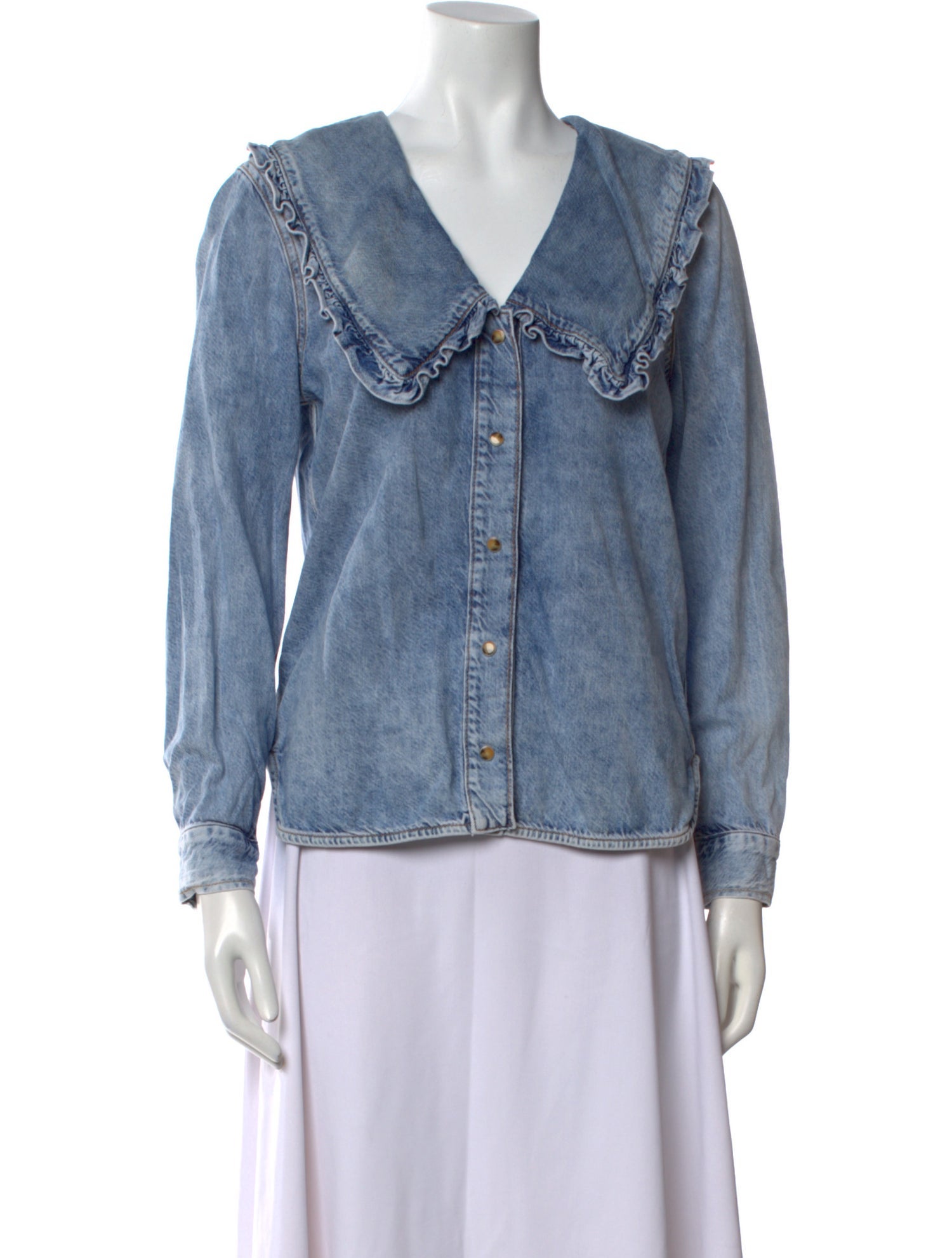 Ganni V-Neck Long Sleeve Blouse