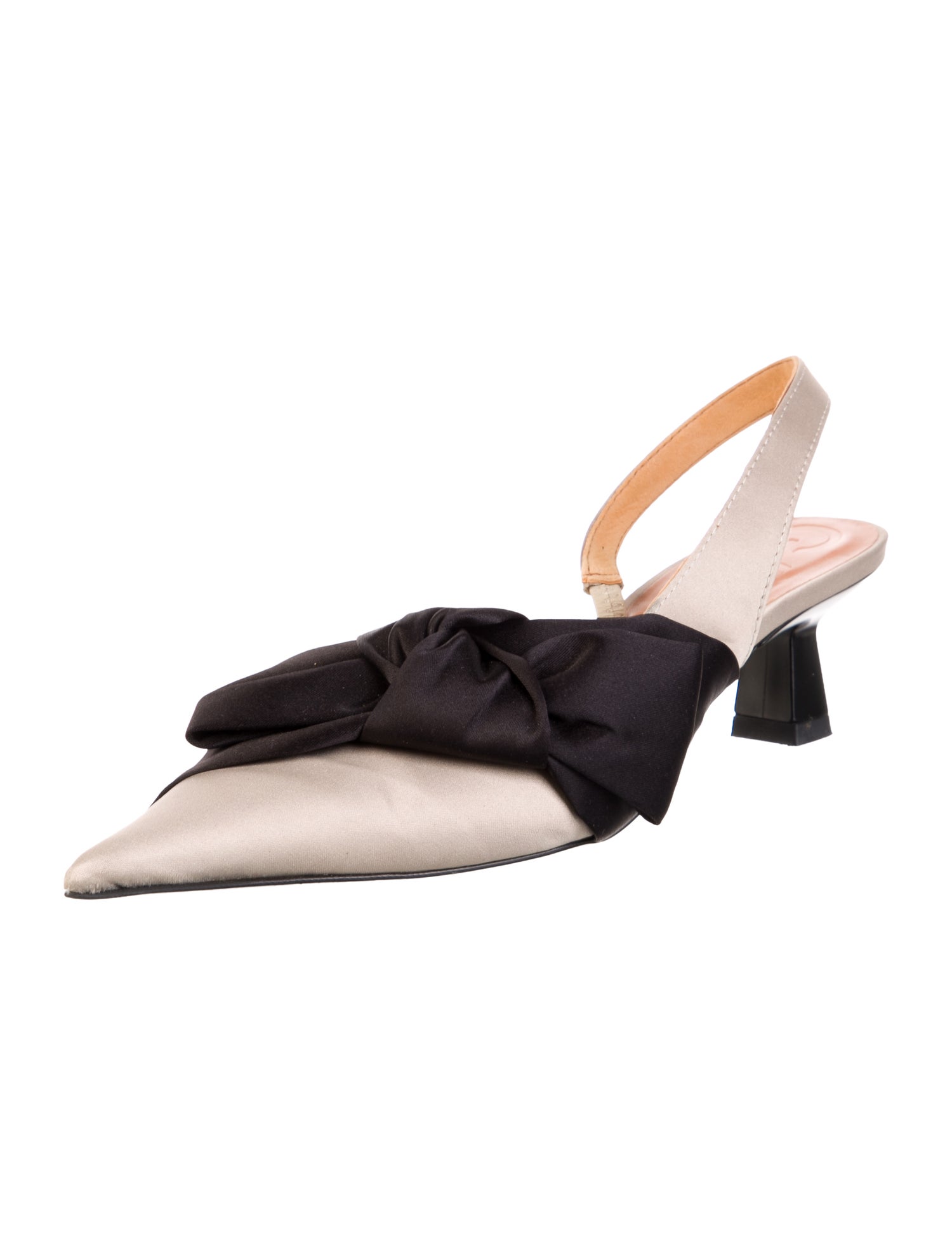 Ganni Satin Colorblock Pattern Slingback Pumps