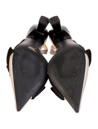 Ganni Satin Colorblock Pattern Slingback Pumps