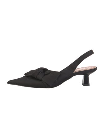 Ganni Nylon Bow Accents Slingback Pumps
