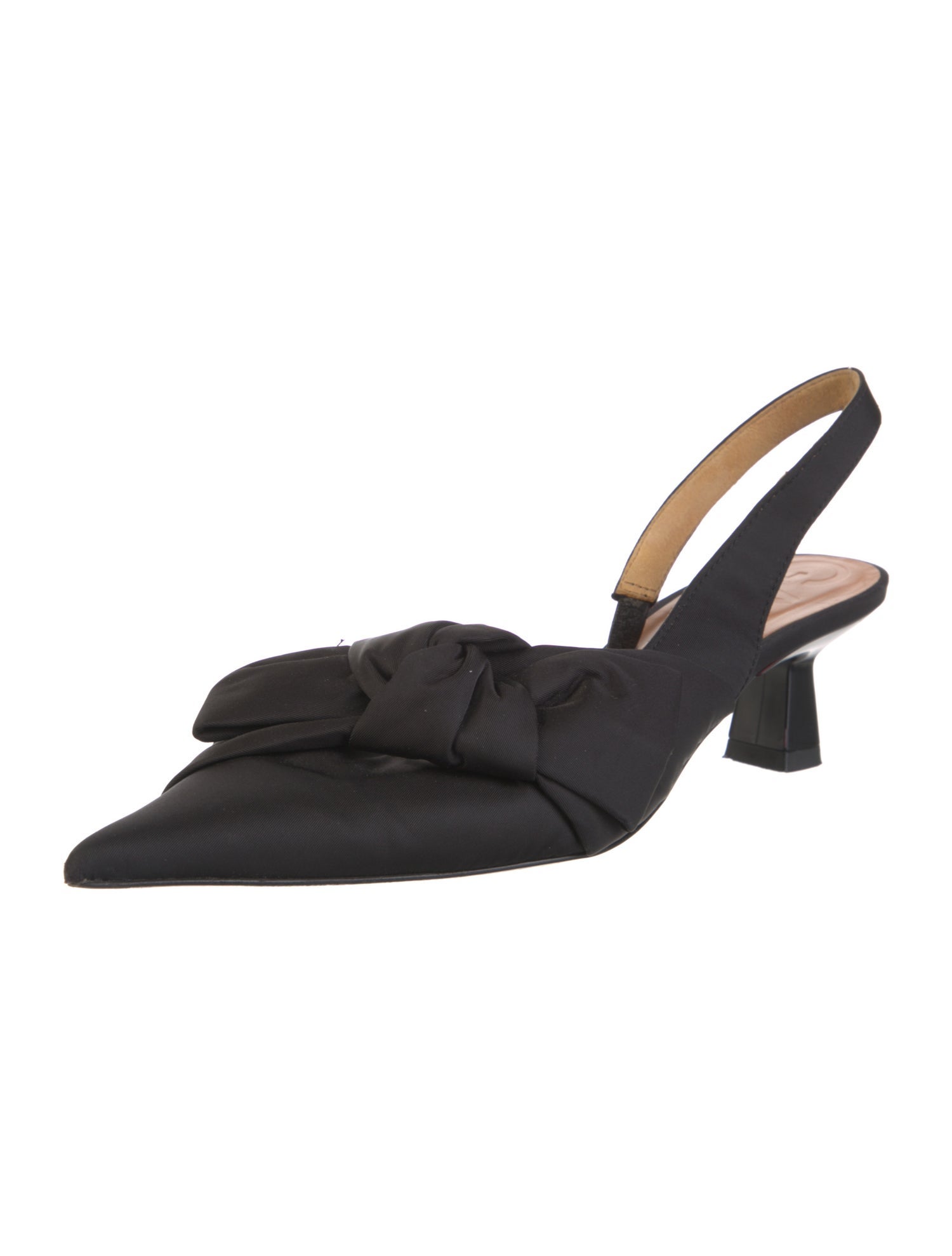 Ganni Nylon Bow Accents Slingback Pumps