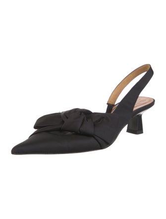 Ganni Nylon Bow Accents Slingback Pumps