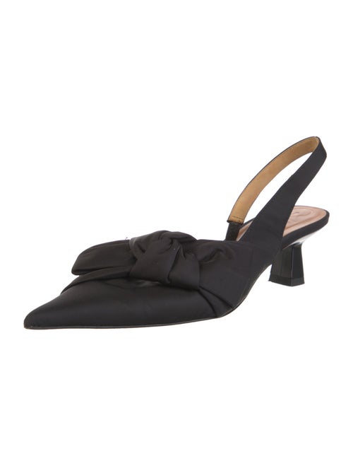 Ganni Nylon Bow Accents Slingback Pumps
