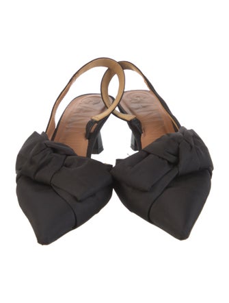 Ganni Nylon Bow Accents Slingback Pumps