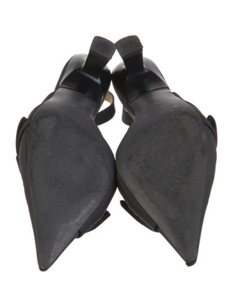 Ganni Nylon Bow Accents Slingback Pumps