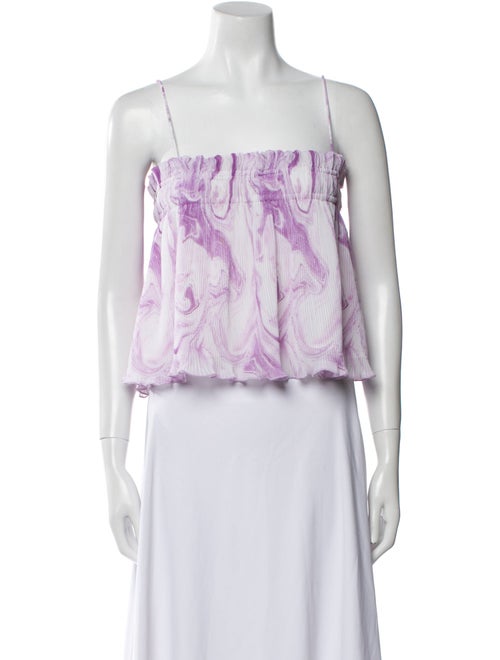 Ganni Printed Square Neckline Crop Top