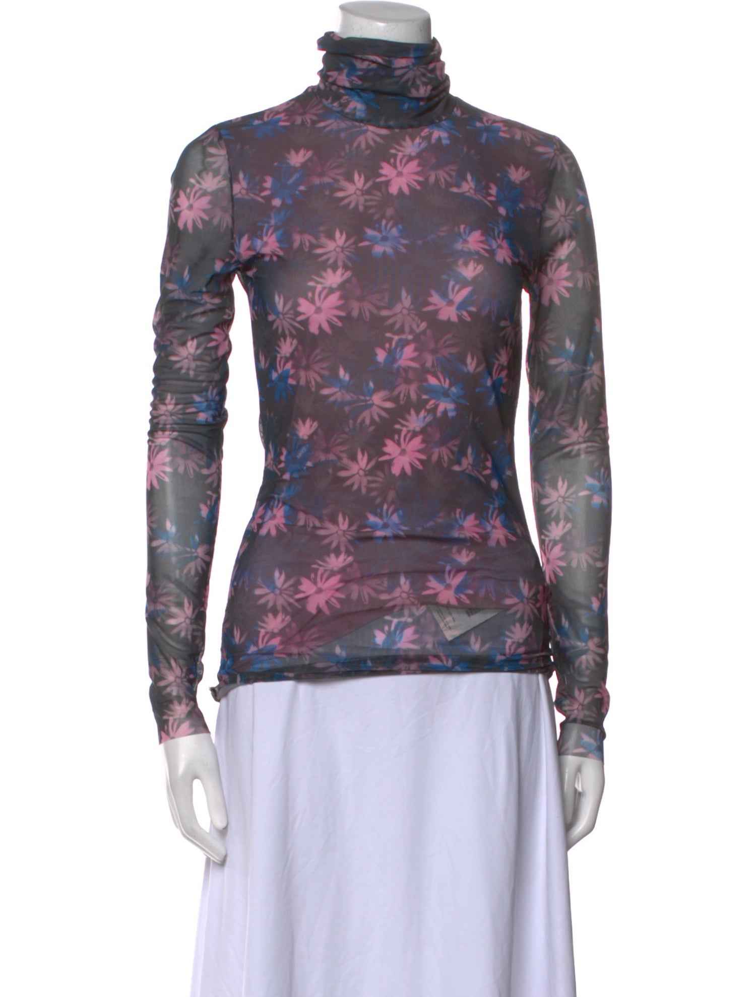 Ganni Floral Print Turtleneck Top