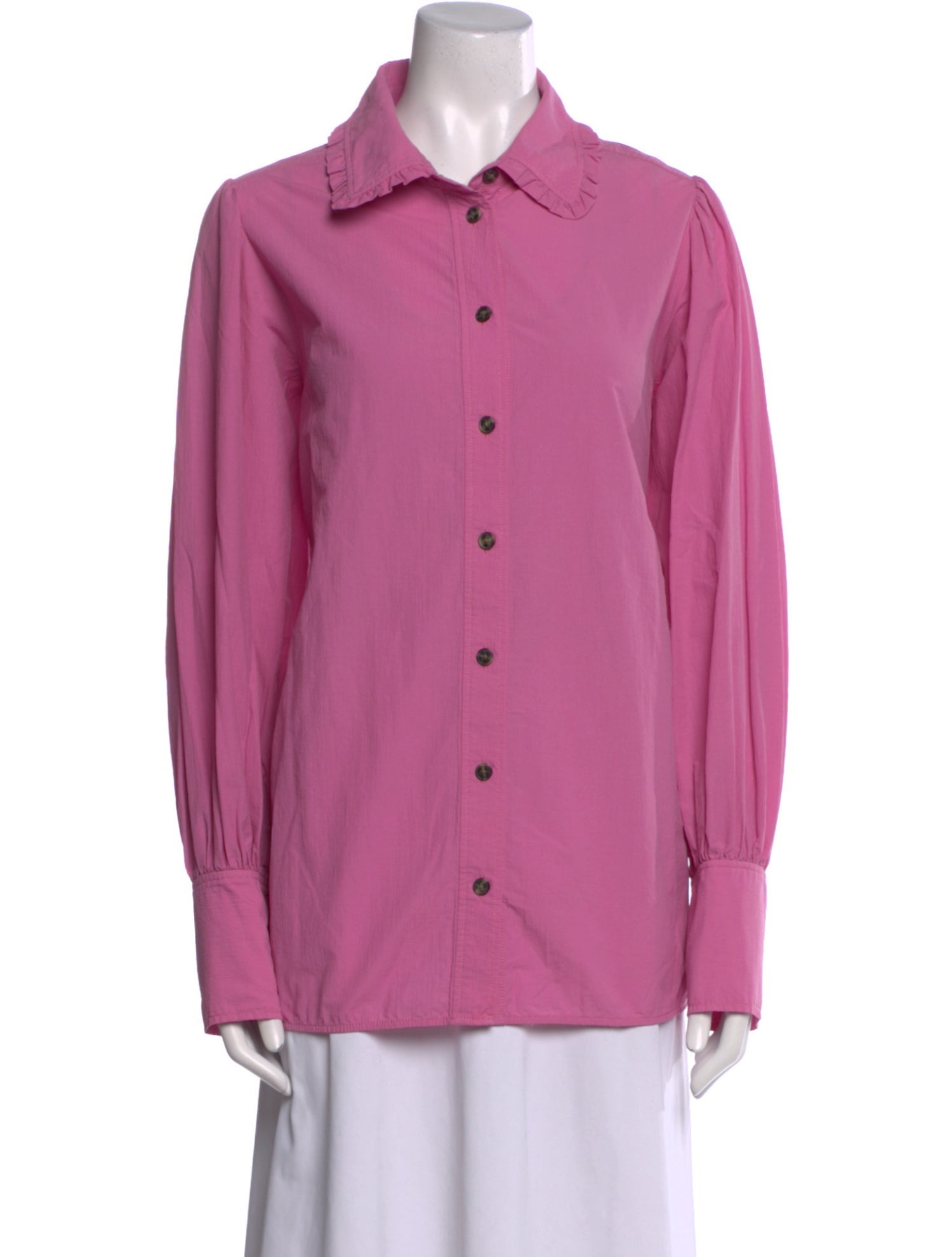 Ganni Long Sleeve Button-Up Top