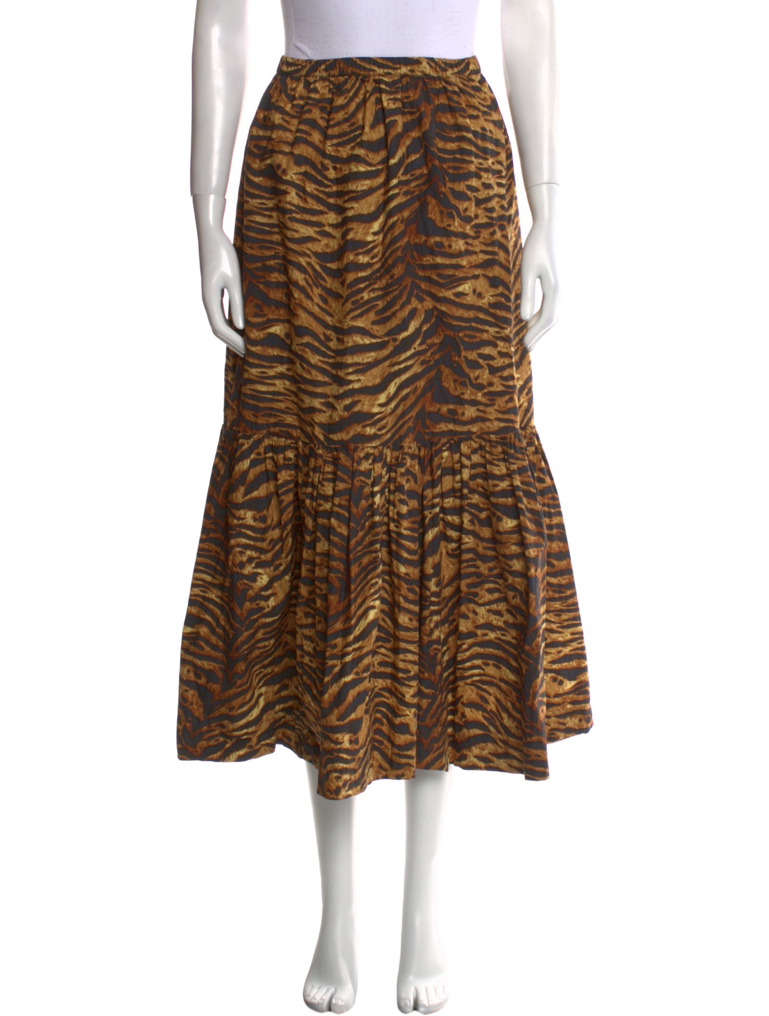 Ganni Animal Print Midi Length Skirt