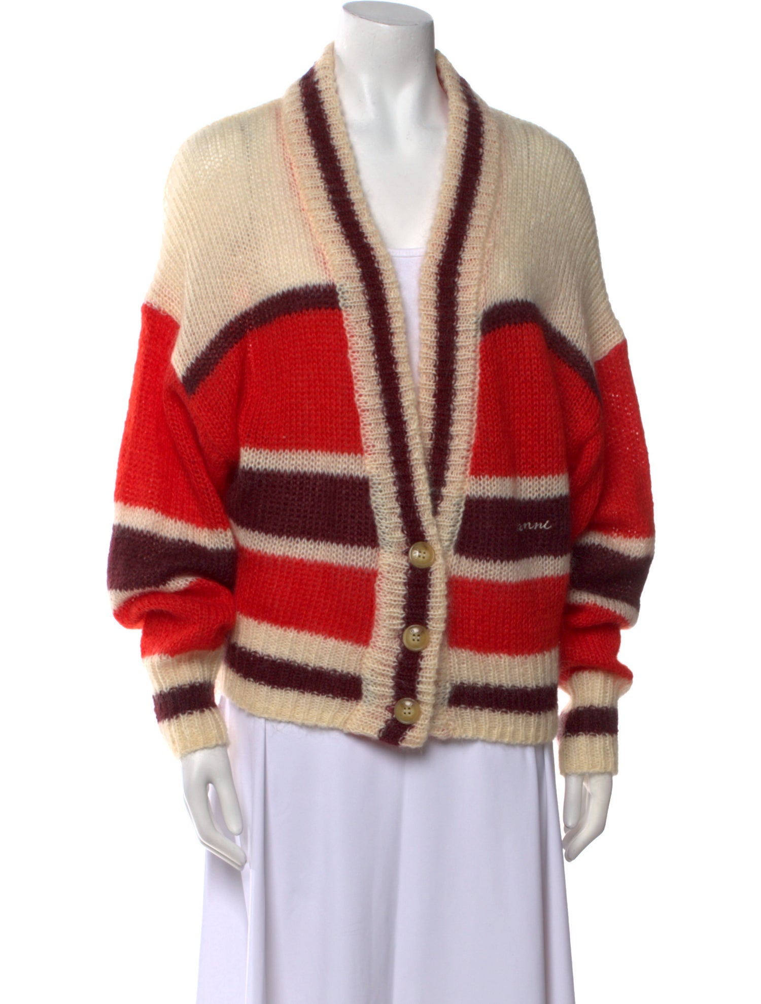 Ganni Striped V-Neck Sweater