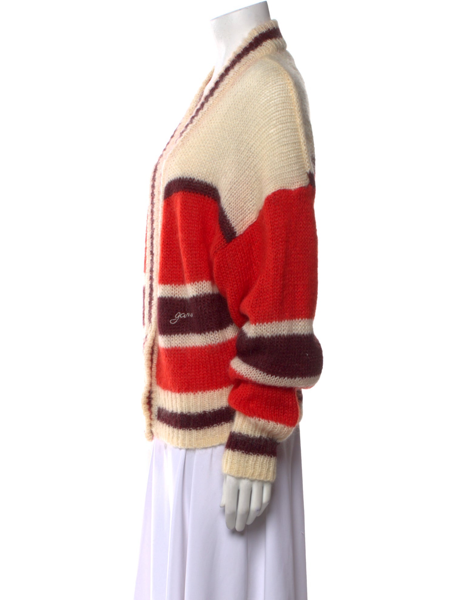 Ganni Striped V-Neck Sweater