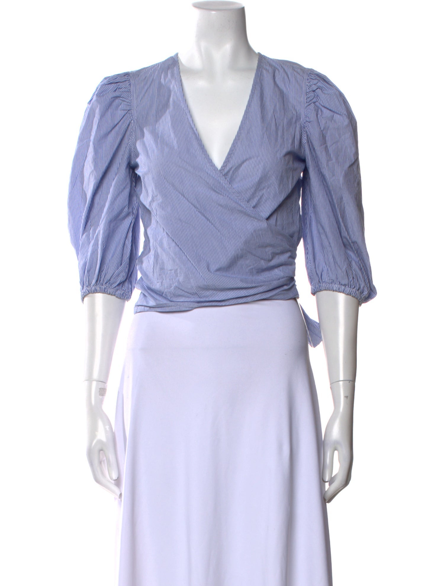 Ganni Striped V-Neck Crop Top