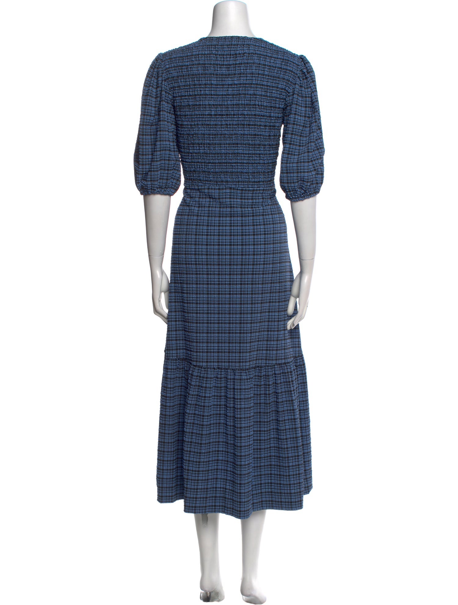 Ganni Plaid Print Long Dress