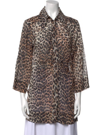 Ganni Animal Print Three-Quarter Sleeve Tunic