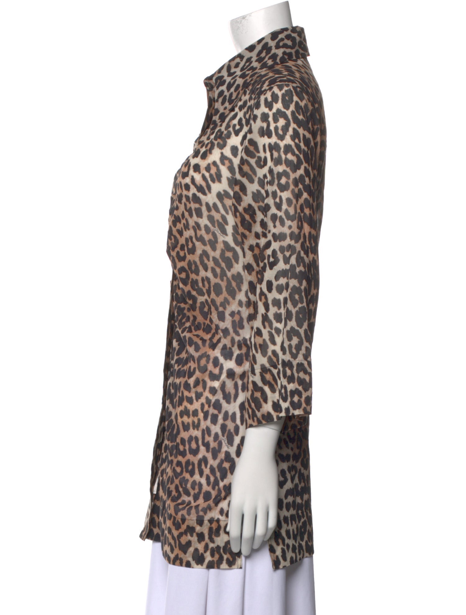 Ganni Animal Print Three-Quarter Sleeve Tunic