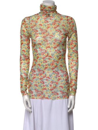 Ganni Floral Print Turtleneck Top