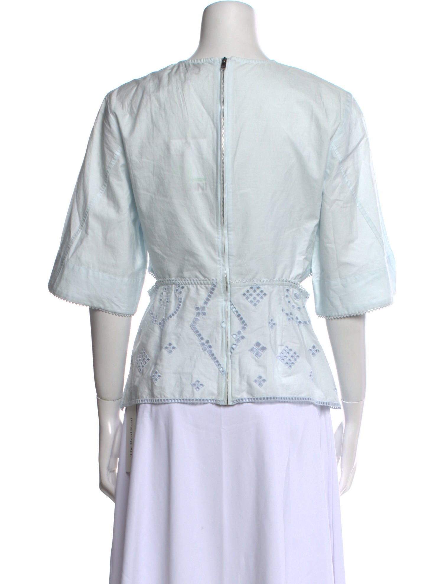 Ganni Scoop Neck Three-Quarter Sleeve Blouse