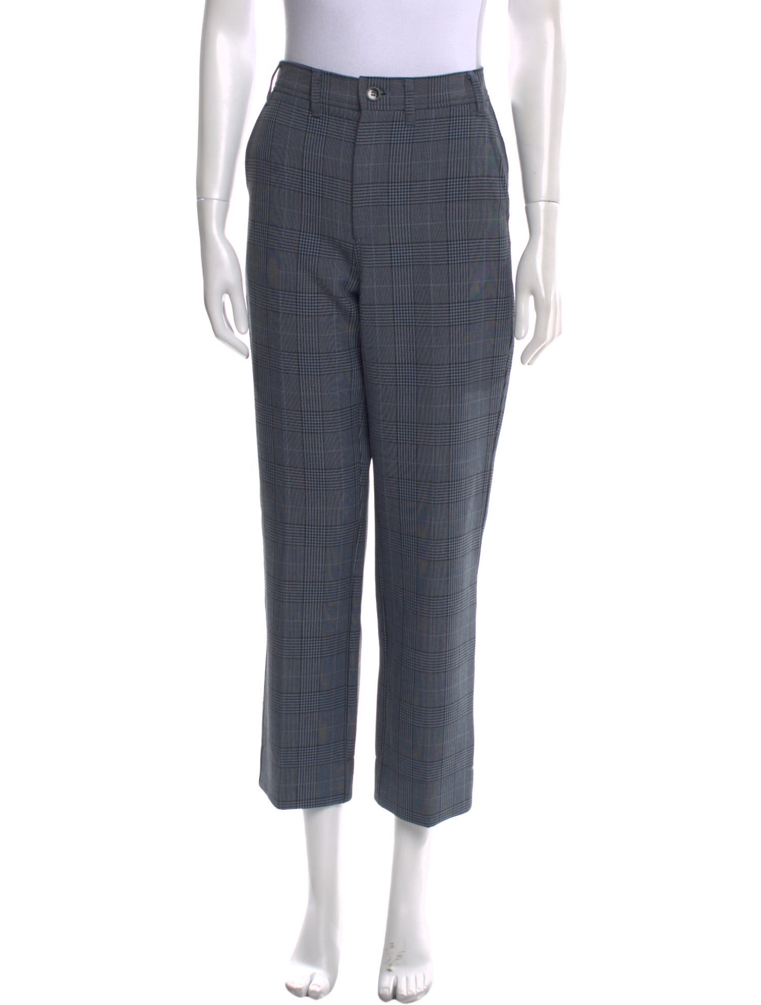 Ganni Plaid Print Straight Leg Pants