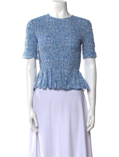 Ganni Crew Neck Short Sleeve Crop Top