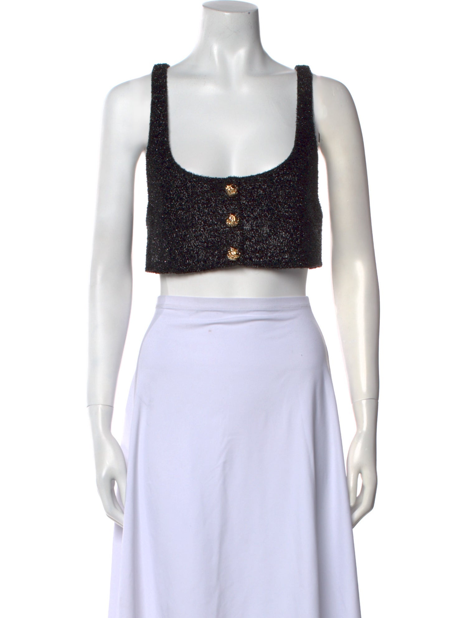 Ganni Scoop Neck Sleeveless Crop Top