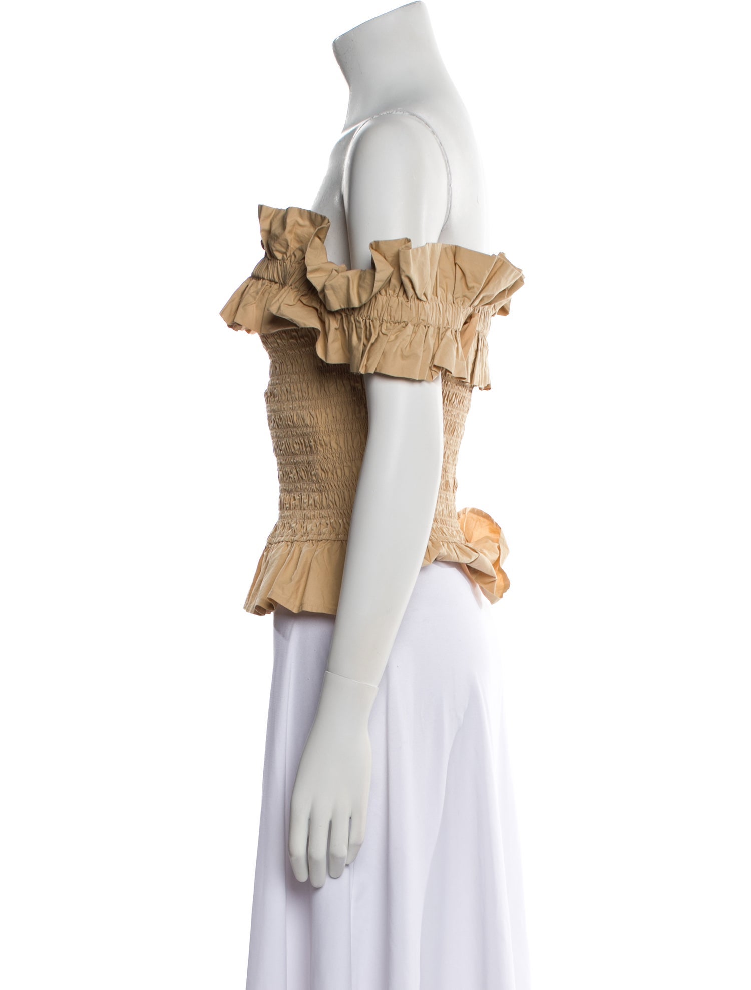 Ganni Off-The-Shoulder Short Sleeve Crop Top