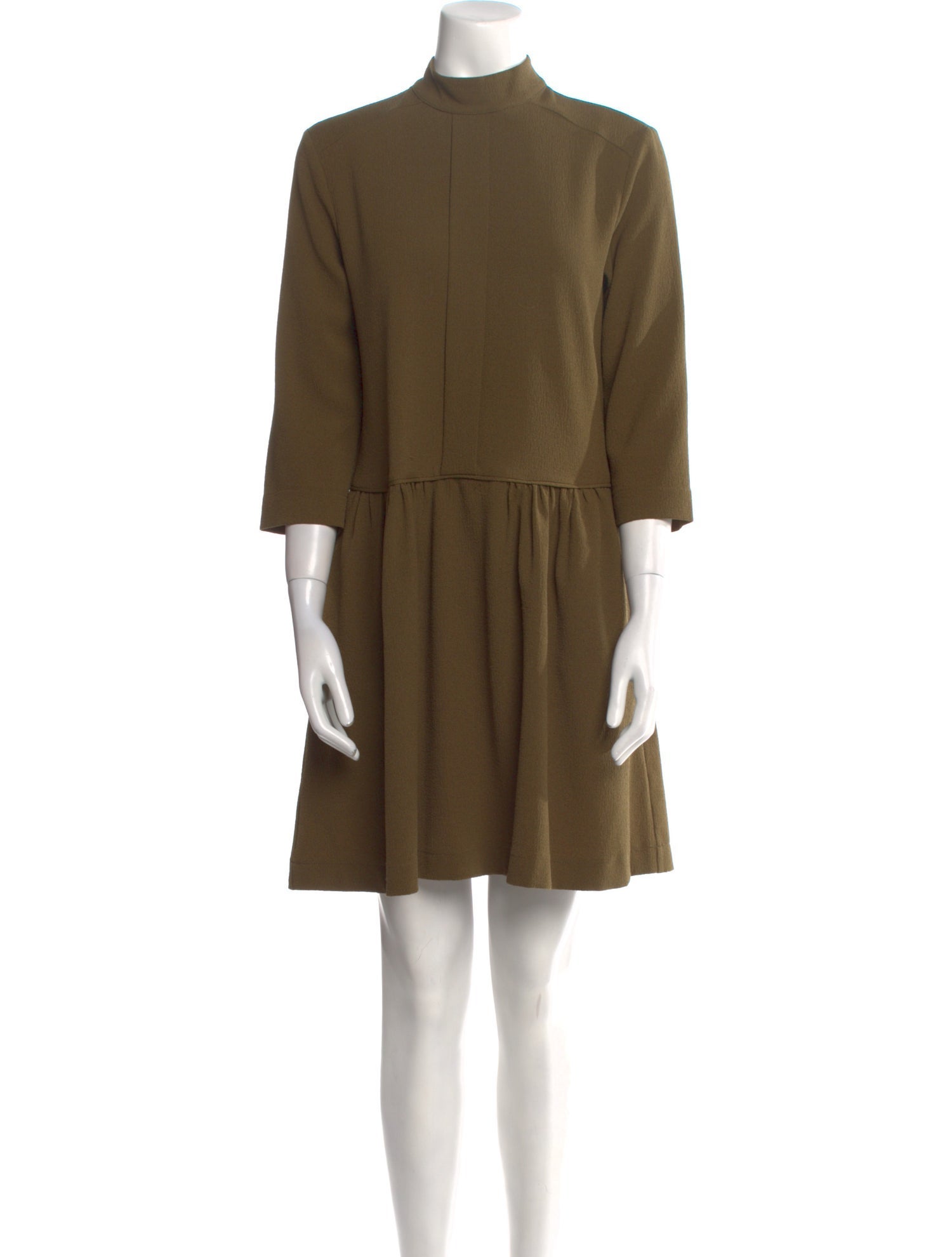 Ganni Mock Neck Knee-Length Dress