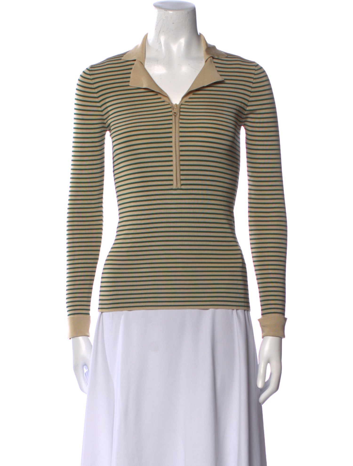 Ganni Striped V-Neck Polo