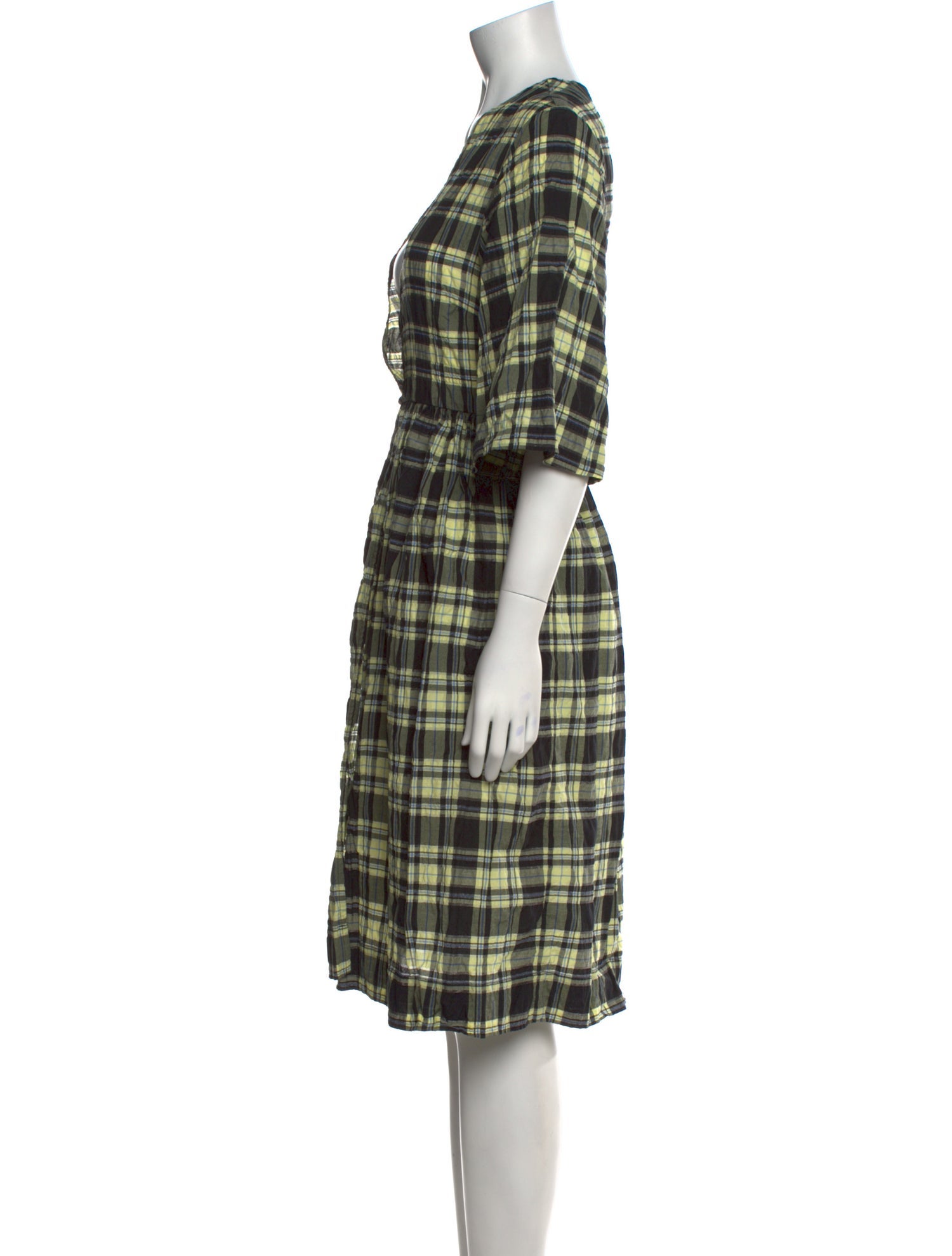 Ganni Plaid Print Midi Length Dress