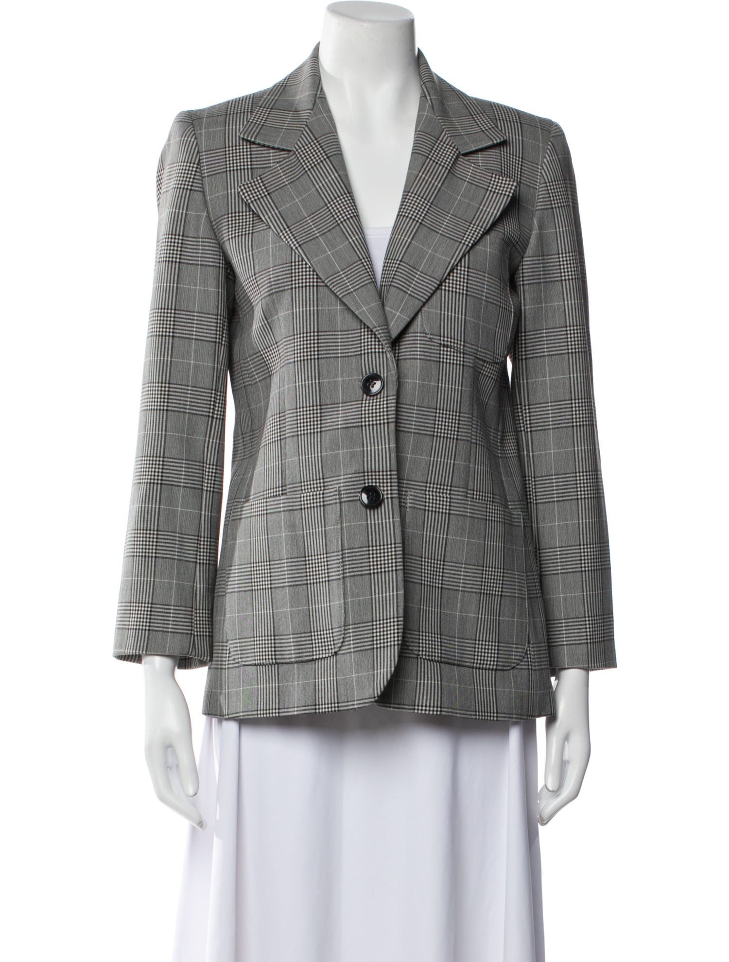 Ganni Plaid Print Blazer