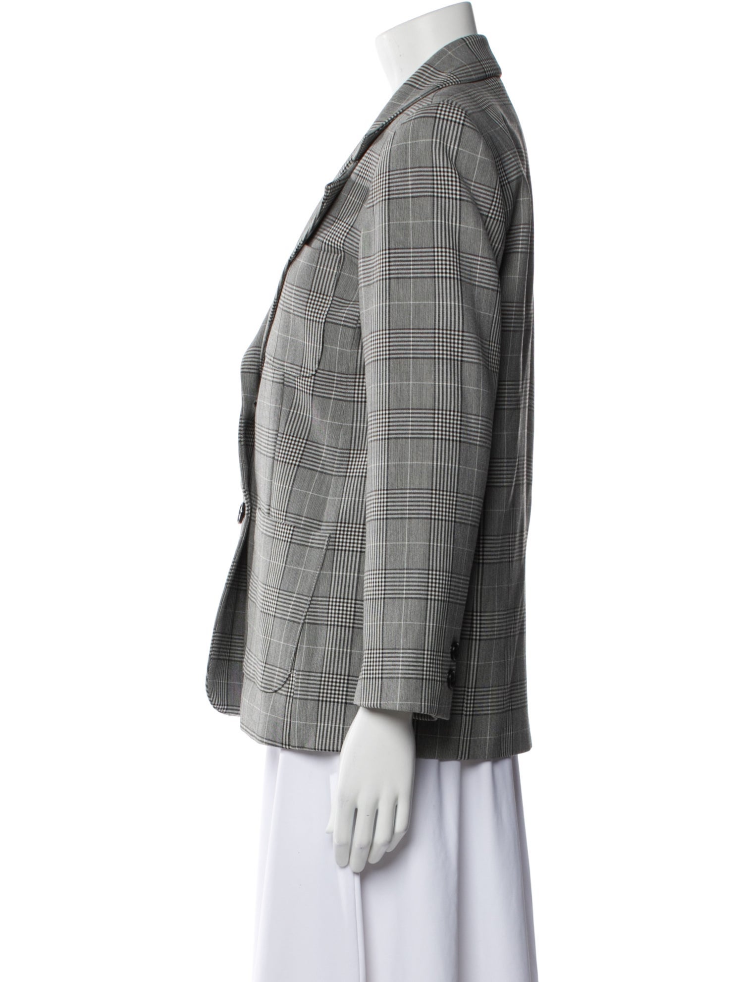 Ganni Plaid Print Blazer