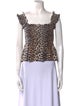 Ganni Animal Print Square Neckline Crop Top