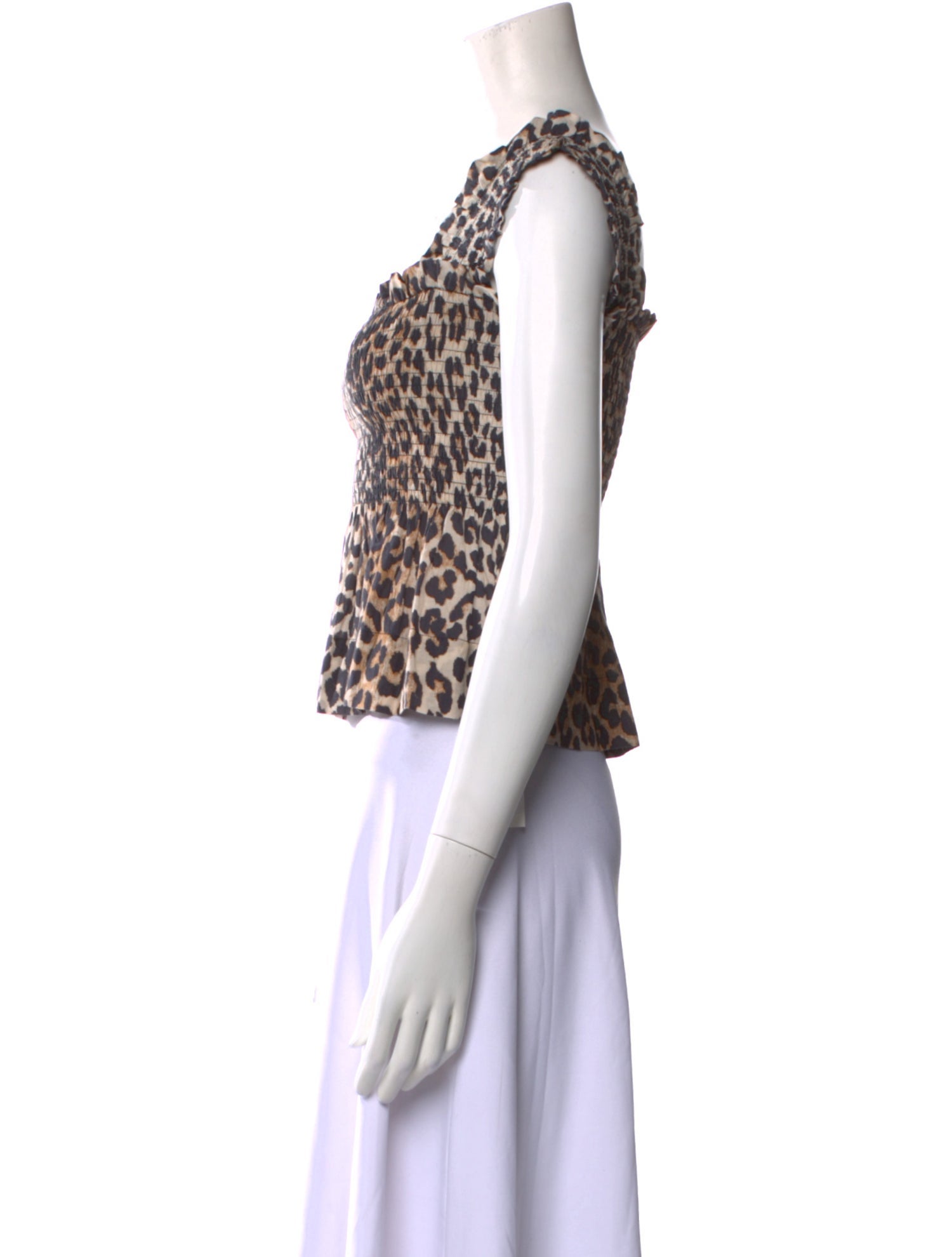 Ganni Animal Print Square Neckline Crop Top