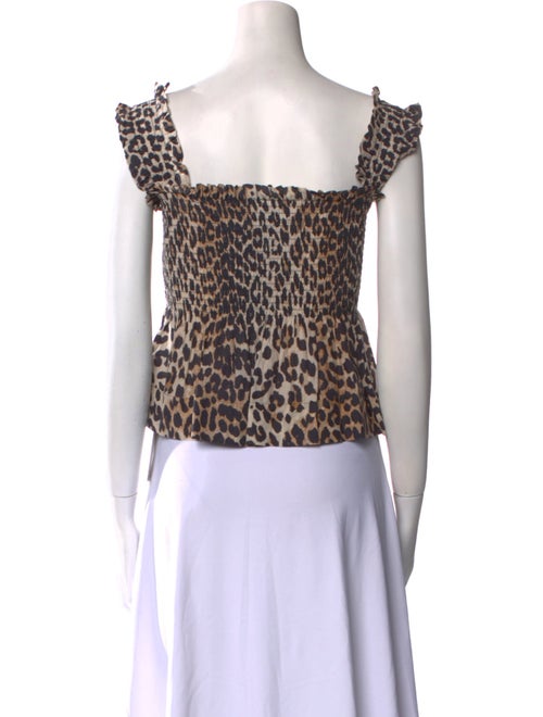 Ganni Animal Print Square Neckline Crop Top