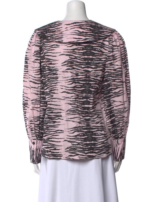 Ganni Printed V-Neck Blouse