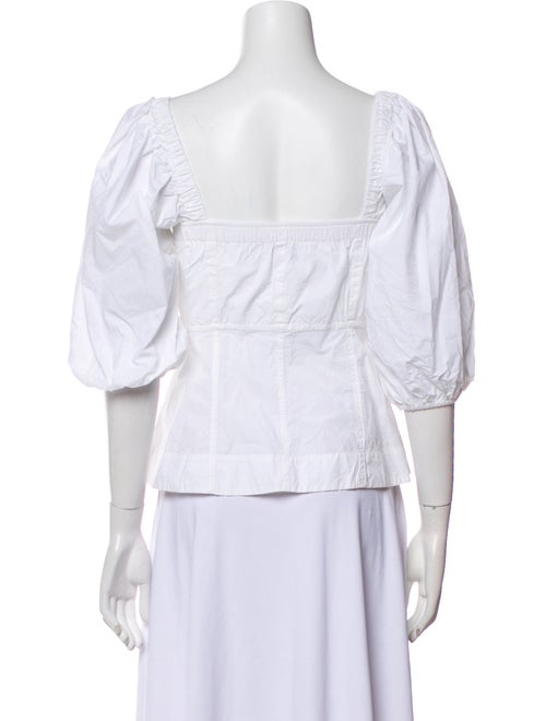 Ganni Square Neckline Three-Quarter Sleeve Crop Top