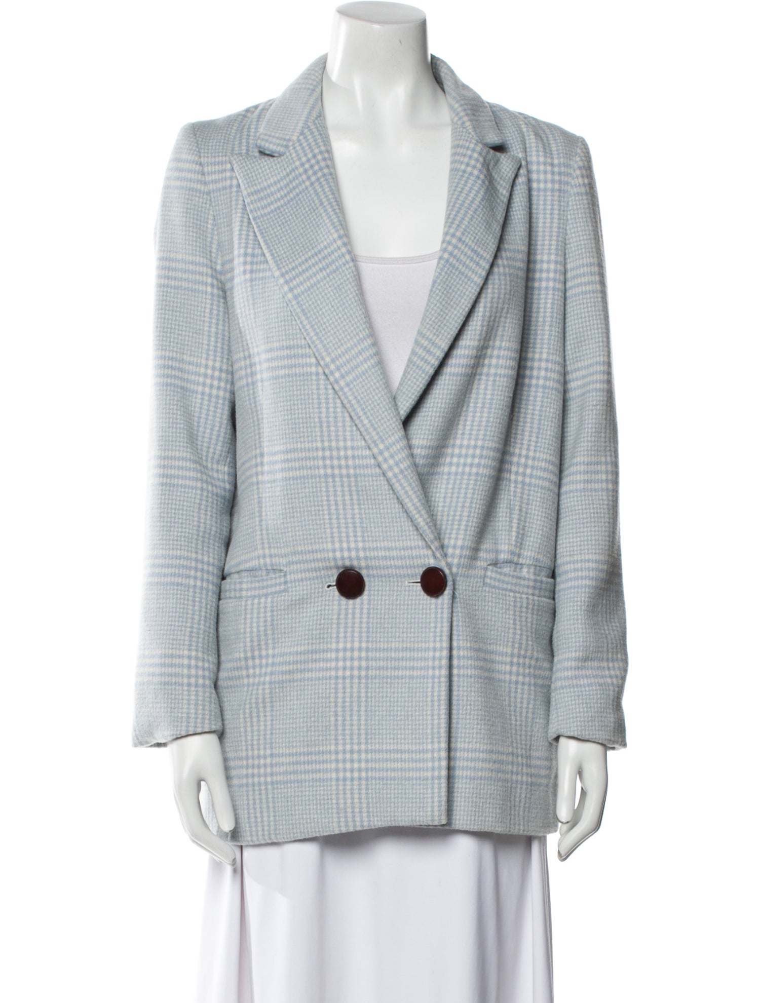 Ganni Plaid Print Blazer