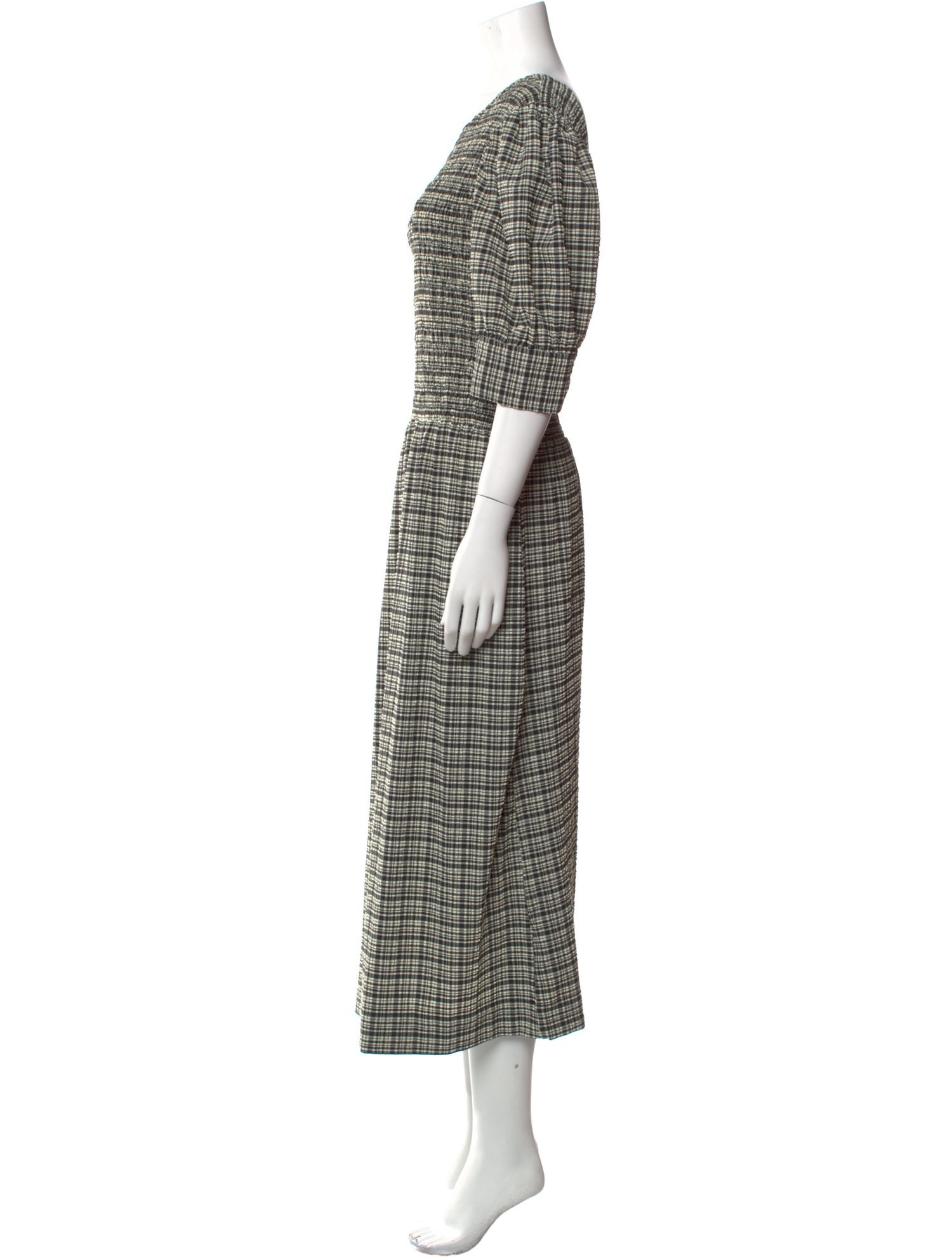 Ganni Plaid Print Midi Length Dress w/ Tags