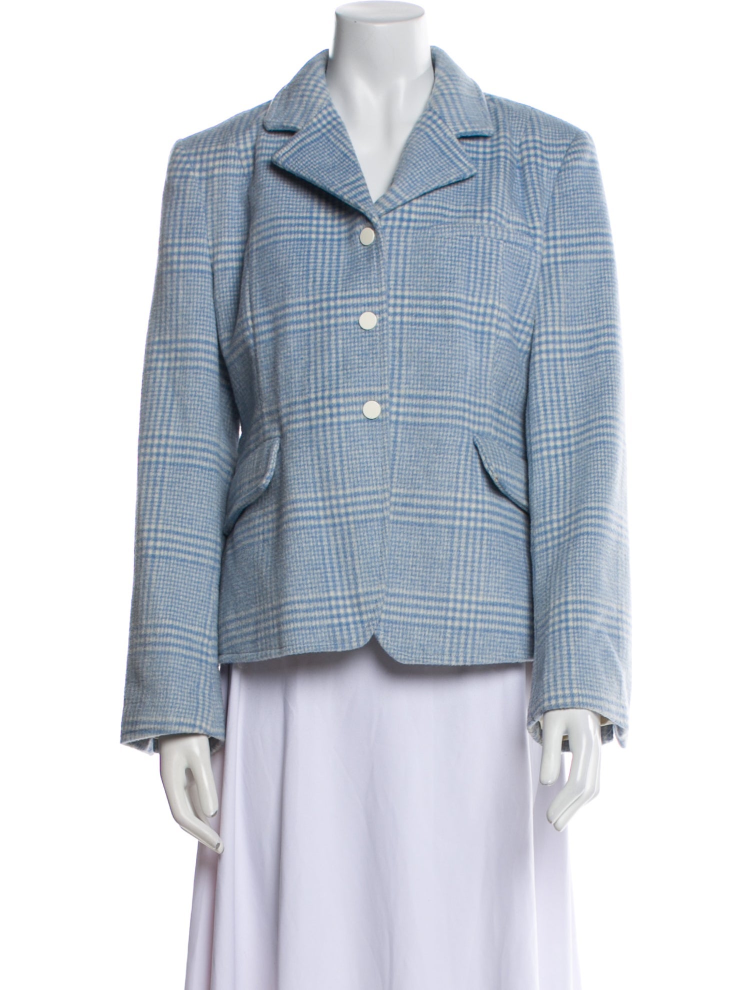 Ganni Plaid Print Blazer