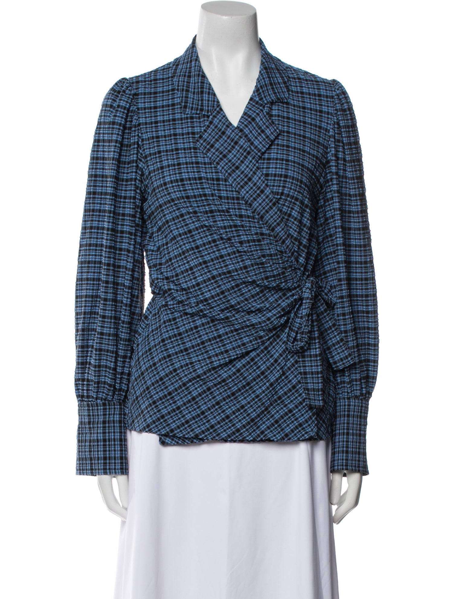 Ganni Plaid Print Blazer